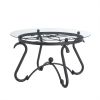 2-Piece Coffee Table Set, Tempered Glass Surface& Sturdy Metal Frame, Coffee Table with End Side Table, Round Small Side Table Sets for Living Room