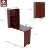 HOMCOM Convertible Fold Desk Wall Mounted Floating Computer Table Mahogany for Home Office