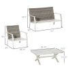 Outsunny Patio Conversational Bliss: 4-Piece Wicker Loveseat Set with Coffee Table, Beige | Intimate Outdoor Lounge.