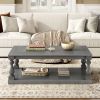U_STYLE Vintage Coffee Table Featuring Artistic Vase Column Legs and Luxurious Pine Veneer for Timeless Charm,Suitable for living room, study room