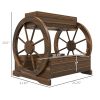 Outsunny 3-Tier Wooden Wagon Planter Box Raised Garden Bed for Vegetables Flowers Herbs Durable Brown 25 x 21 x 24
