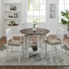 Foldable leaf dining table with storage space, 4-person dining table with 4 chairs, suitable for small restaurants and living rooms, space-saving
