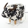 Black and White Velvet Cow-Shaped Ottoman, Cute Wood Foot Stool Shoes Changing Seat with Cushioned for Adult Living Room, Bedroom, Nursery Gameroom