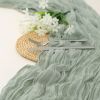 3-Pack Voile Crepe Wedding Table Runners – Pleated Boho Style, European Twist Design for Party Decorations, Perfect for Weddings & Special Events