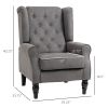 HOMCOM Button-Tufted Accent Chair Dark Gray with Round Armrests & Wood Legs for Living Room