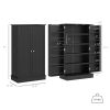 HOMCOM Freestanding Kitchen Pantry Cabinet, Kitchen Cabinet with 12 Door Shelves, Double Doors, 5-tier Shelving, Black