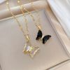 Delicate Zircon Butterfly Pendant Necklace For Banquet Wedding Party Decor Neck Jewelry Ornament Stainless Steel Jewelry