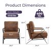 Mid-Century Modern Chair Upholstered Lounge Arm Chair with Iron Frame and Thicker Cushion for Living Room, Reading, Balcony,Brown
