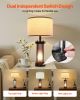 Table Lamps Set of 2 Farmhouse Bedside Nightstand Lamps with USB Ports