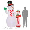 HOMCOM 8ft Christmas Inflatable Decoration, Snowman with North Pole Sign, Blow-Up Yard Decor with LED Rotating Lights