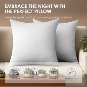 Two White Square Pillows Suitable For Bed Cushions, Sofa Cushions, Garden Cushions, Cushion Core, Breathable, Hand Washable, OKO-100 C (Option: 45x45X15cm)