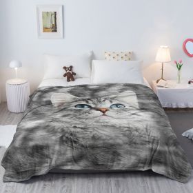 Cute Fleece Sherpa Cat Blanket For Cat Lovers  Black And White Fuzzy Cat Blanket Throw (Option: 75x100-Gray)