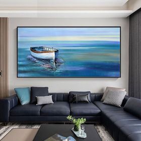 Handmade Oil Painting On Canvas Wall Art Decoration Modern Abstract Boat Landscape Picture  Living Room hallway bedroom luxurious decorative pain (size: 90x120cm)