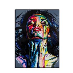 Ha's Art 100% Handmade Large Home Decor Francoise Nielly Face Oil Painting Wall Art Fashion Picture Portrait Palette Knife Canvas Acrylic Texture (size: 90x120cm)