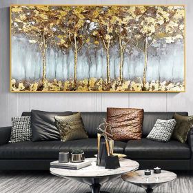Hand Painted Oil Painting Abstract Forest oil Painting On Canvas Modern Gold Painting Custom Landscape Home Decor Large Textured Wall Art Living (style: 01, size: 100x150)
