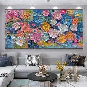 Handmade Oil Painting Color Flower Oil Painting on Canvas Original Girls Room Decor Living room Wall Decor Textured Wall Art Custom Abstract Flor (style: 01, size: 40x80cm)