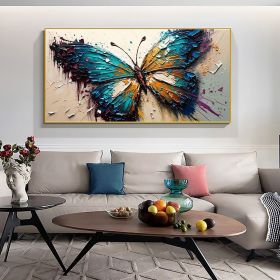 Handmade Oil Painting Original Textured Butterfly Oil Painting On Canvas Large Wall Art Abstract Colorful Animal Painting Custom Boho Wall Decor (style: 01, size: 150x220cm)