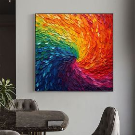 Handmade Oil Painting Original Colorful Oil Painting on Canvas Large Wall Art Abstract Textured Art Custom Rainbow Feather Painting Living room W (style: 01, size: 80x80cm)