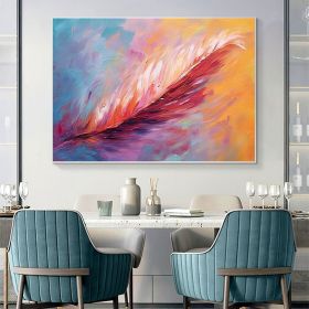 Handmade Oil Painting Abstract Pink feather Oil Painting on Canvas Colorful Art Decor Original Soft Color Painting Bedroom Wall Decor Modern Wall (style: 01, size: 60x90cm)