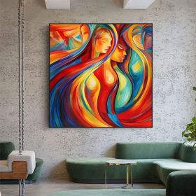Hand Painted Oil Painting Abstract Sexy Woman Oil Painting on Canvas Large Wall Art Original Minimalist Beautiful Girl Portrait Art Custom Modern (style: 01, size: 120x120cm)