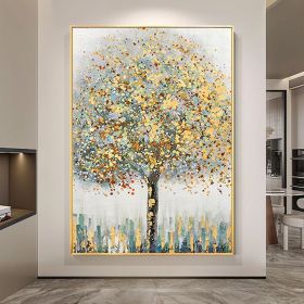 Hand Painted Oil Painting Original Gold Texture Tree Oil Painting on Canvas Large Wall Art Abstract Minimalist Art Custom Painting Modern Living (style: 01, size: 90x120cm)