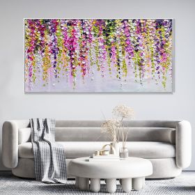 Hand Painted Oil Painting Abstract Floral Texture Canvas Oil Painting Colorful Wall Decor Art Modern Landscape Painting Living Room Decor Oil Pai (style: 01, size: 70x140cm)