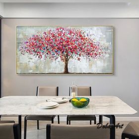 Handmade Oil Painting On Canvas Wall Art Decoration Modern Abstract Red Tree Picture For Home Decor Rolled Frameless Unstretched Painting (style: 01, size: 50x100cm)