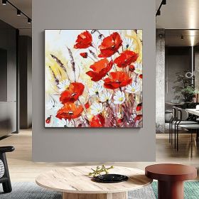 Hand Painted Oil Paintings Canvas Wall Art Decoration Modern Abstract Flowers Living Room Hallway Bedroom Luxurious Decorative Painting (style: 01, size: 90x90cm)