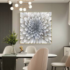 Handmade Oil Painting Original Abstract Flower oil Painting on Canvas Silver Texture Acrylic Painting Modern Floral Art Bedroom Home Decor Wall A (style: 01, size: 80x80cm)