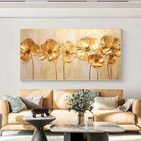 Hand Painted Oil Painting Original Gold Flower Oil Painting on Canvas Large Wall Art Abstract Minimalist Floral Wall Art Custom Painting Modern L (style: 01, size: 60X120cm)