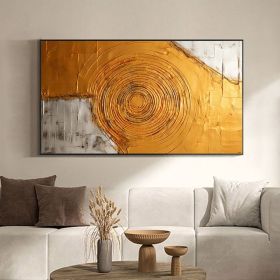 Hand Painted Oil Painting Minimalist Gold Circle Painting on Canvas Large Wall Art Original Abstract Art Golden Oil Painting Custom Painting Livi (style: 01, size: 50x100cm)