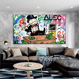 Hand Painted Oil Painting Street Oil Painting Wall Art Canvas Alec Monopoly Painting Street Art Modern Living Room Hallway Bedroom Luxurious Deco (style: 01, size: 100x150cm)