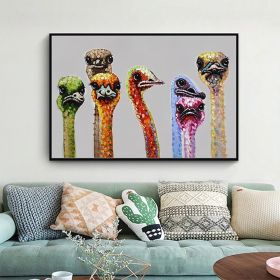 Hand Painted Oil Painting Ostrich Aniamls Oil Painting On Canvas Wall Art Decoration Modern Abstract Picture Living Room Hallway Bedroom Luxuriou (style: 01, size: 150x220cm)