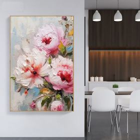 Handmade Oil Painting Original Flower Oil Painting on Canvas Large Wall Art Abstract Pink Floral Wall Art Living Room Decor Custom Painting Home (style: 01, size: 150x220cm)