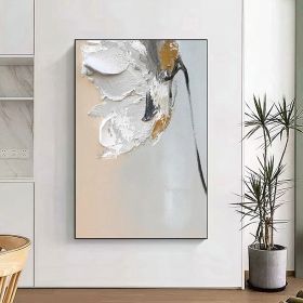Handmade Oil Painting Abstract White Floral Painting On Canvas Personalized Gifts Fancy Wall Art Large Flower Oil Painting Minimalist Modern Livi (style: 01, size: 100x150cm)
