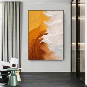 Handmade Oil Painting Abstract Oil Painting on Canvas Warm Tones Colors Thick Textures Capturing the Essence of a Sandy Beach and White Waves Ori (style: 01, size: 60x90cm)