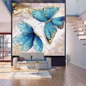 Hand Painted Oil Painting Original Abstract Art Painting on Canvas Blue Painting Handmade Wall Art Abstract Painting Butterfly Painting Contempor (style: 01, size: 60x60cm)