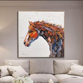 Hand Painted Oil Painting Abstract Horse Painting Large Oil Painting Horse Wall Art Original Horse Painting Horse Portrait Art Palette Knife Pain (style: 01, size: 80x80cm)