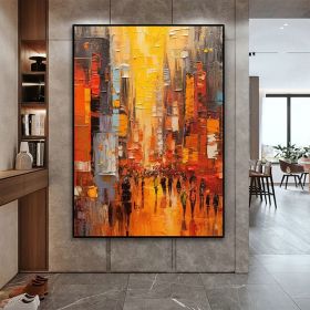 Hand Painted Oil Painting Original Cityscape Oil Painting on Canvas Abstract Urban Scenery Painting Living room Wall Decor Sunset Art Decor Large (style: 01, size: 150x220cm)