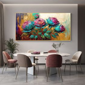 Hand Painted Oil Painting Large Original Flower Oil Painting On Canvas Canvas Wall Art Abstract Colorful Painting Boho Wall Decor Custom Painting (style: 01, size: 90x120cm)