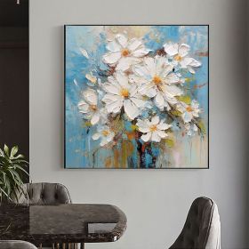 Hand Painted Oil Painting Abstract Original Flower Oil Painting On Canvas Large Wall Art Minimalist White Floral Painting Custom Painting Modern (style: 01, size: 150x150cm)