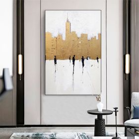 Hand Painted Oil Painting City Figure Oil Painting on Canvas Living room Wall Decor Large Minimalist Wall Art Abstract Gold Foil Art Custom Origi (style: 01, size: 150x220cm)