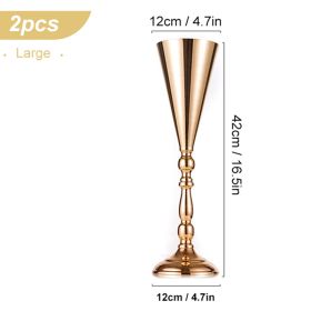 1/2Pcs Metal Candle Holders Flower Vase Centerpiece for Table Decor Candlestick Flower Pillar Road Lead Candelabra Wedding Party (Color: 2Pcs-Large, Ships From: CN)