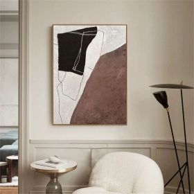 Large Brown Abstract Art Black White Texture oli Painting Wabi-Sabi Wall Art Minimalism Textured Art Black Wall Painting Brown Canvas Painting (style: 01, size: 60x90cm)