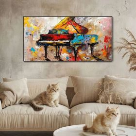 Vintage Piano Hand Canvas Oil Painting Classic Instrument Wall Decor Music Lover Gift Original Boho Texture Art Fine Home Decor Colorful (style: 01, size: 40x80cm)