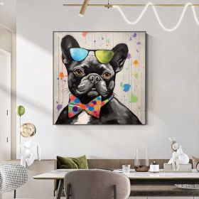 Abstract Black Dog Oil Painting on Canvas Large Wall Art Original Floral Art Custom Painting Living Room Home Decor Gift Fancy Art (style: 01, size: 50x50cm)