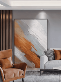 Abstract Orange White Beige Gray Painting Wall Art Large 3D Thick Texture Art Original Hand Painting Gift Canvas Painting for Living Room (style: 01, size: 120x160cm)