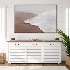 Landscape Textured Beach White Waves Acrylic Painting Oversized Art Custom Rectangle Modern Wall Art Extra Large Handmade Painting on Canvas (style: 01, size: 120x160cm)