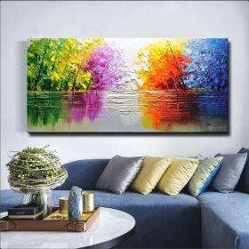 Large Original Oil Painting On Canvas Landscape Colorful Forest Painting Living Room Wall Art Hand-painted Heavy Textured Impasto Painting (style: 01, size: 120x240cm)