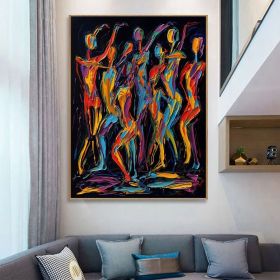 Large Abstract Colored Figures Oil Painting Original Abstract Canvas Wall Art Minimalist People Painting Geometric Figure Acrylic Painting (style: 01, size: 60x90cm)